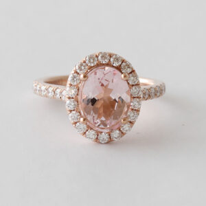 Oval Morganite Halo Ring