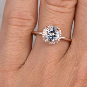 Aquamarine and Diamond Engagement Ring