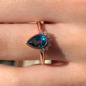 blue topaz ring | custom made gemstone ring | divine elements