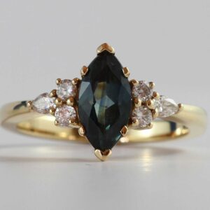 green marquise ring | custom made gemstone ring | divine elements