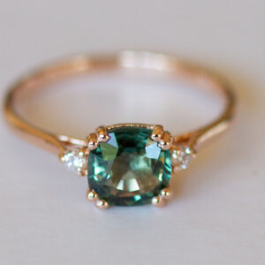 Bi Colour Sapphire and Diamond Engagement Ring