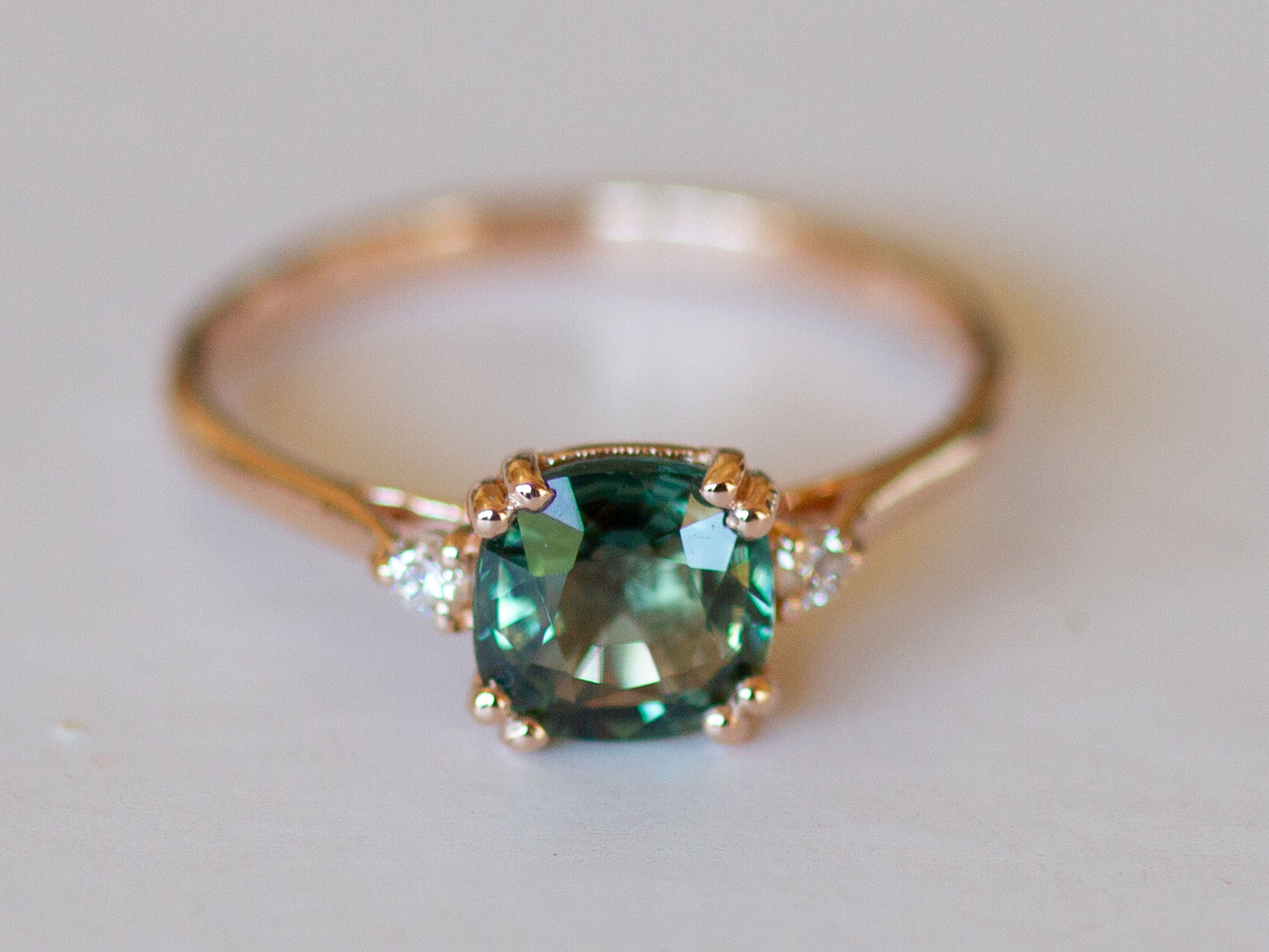 Bi Colour Sapphire and Diamond Engagement Ring