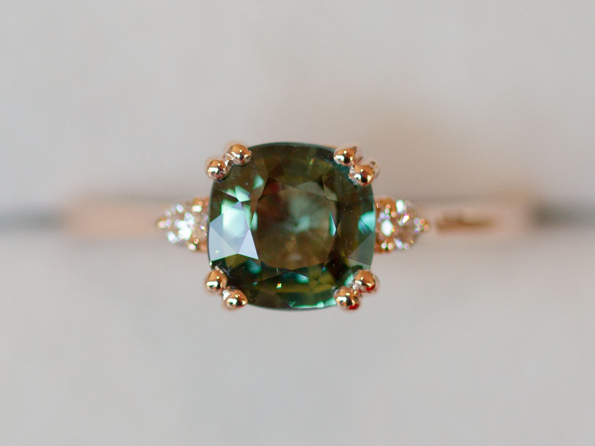 Bi Colour Sapphire and Diamond Engagement Ring