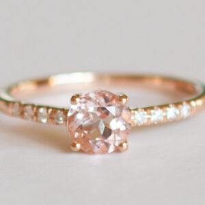 Round Morganite and Diamond Ring