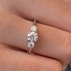 Three stone moissanite ring