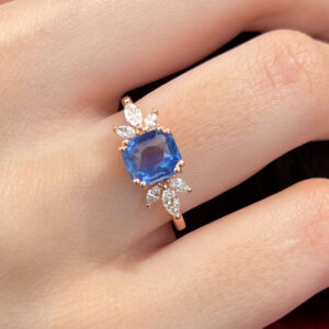 Ceylon Cornflower Blue Sapphire and Diamond Engagement Ring - Alessandra