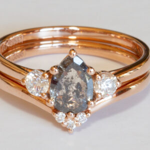 Galilea Pear Salt and Pepper Diamond Ring