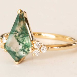 Aurora | Kite Moss Agate Diamond Engagement Ring | Divine Elements