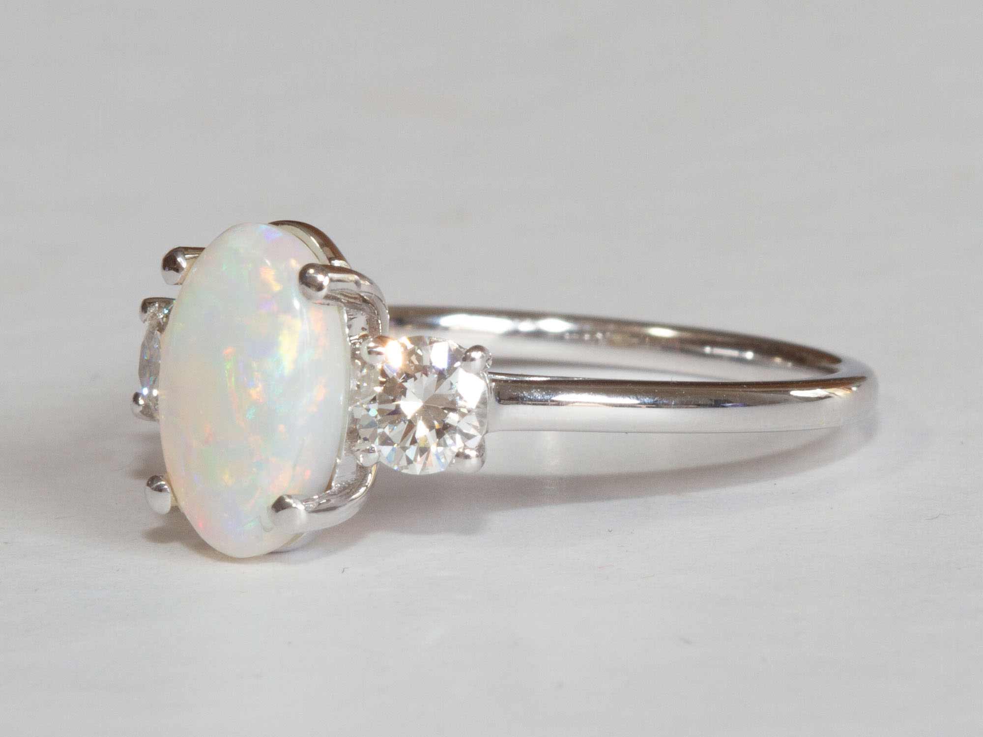 lightning ridge opal and diamond ring | custom made gemstone ring | divine elements