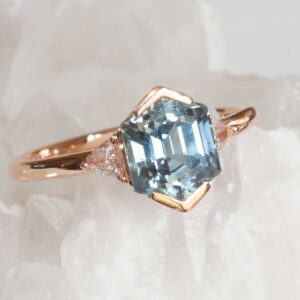 Geometric Pastel Sapphire Engagement Ring