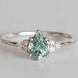 Mint Green Pear Sapphire Ring