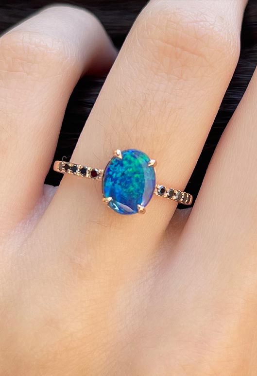 Australian Parti Sapphire and Diamond Engagement Ring